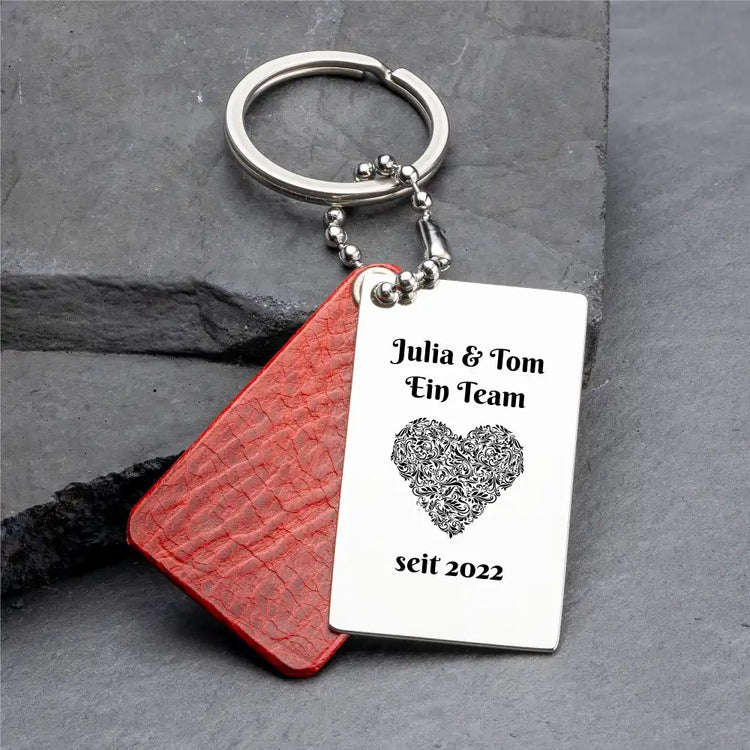 DuoTag – Leather and Steel Keyring