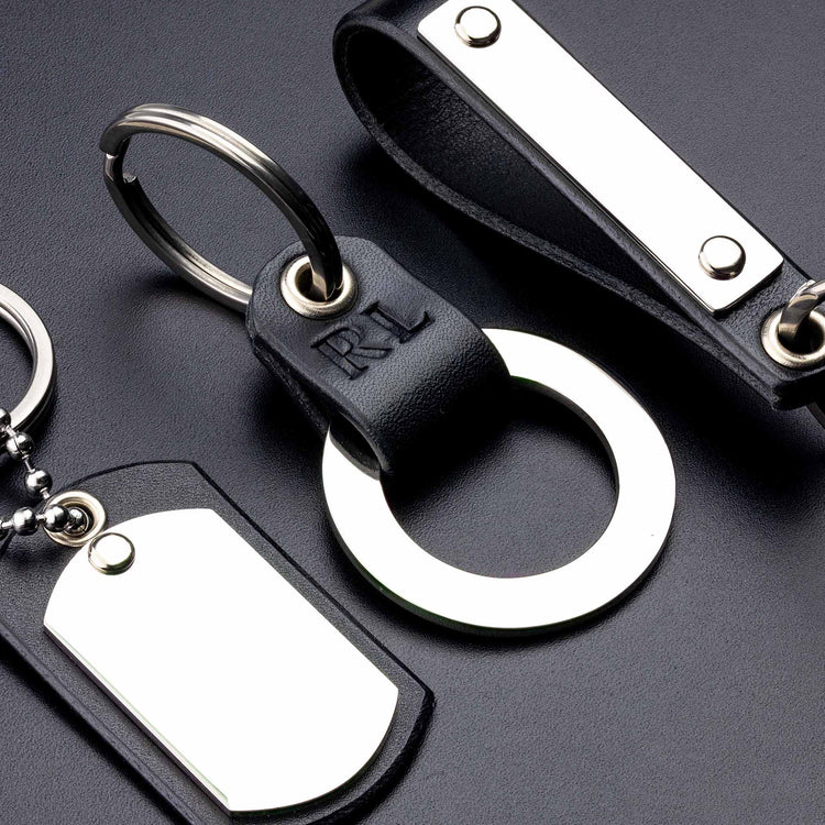 Elegance of Black Leather Keyrings at seQua - seQua.Shop
