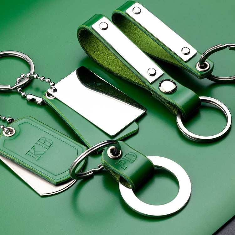 Green Leather Keyrings - seQua.Shop