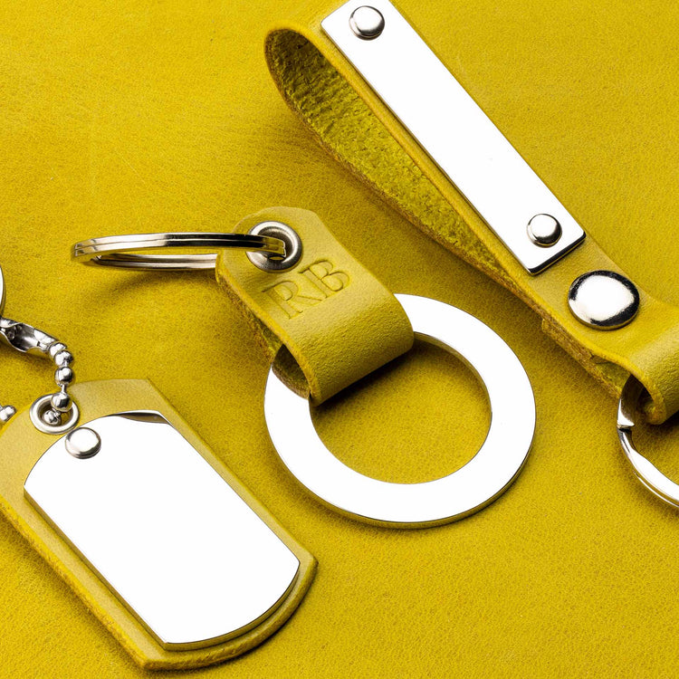 Premium Yellow Leather Keyrings - seQua.Shop