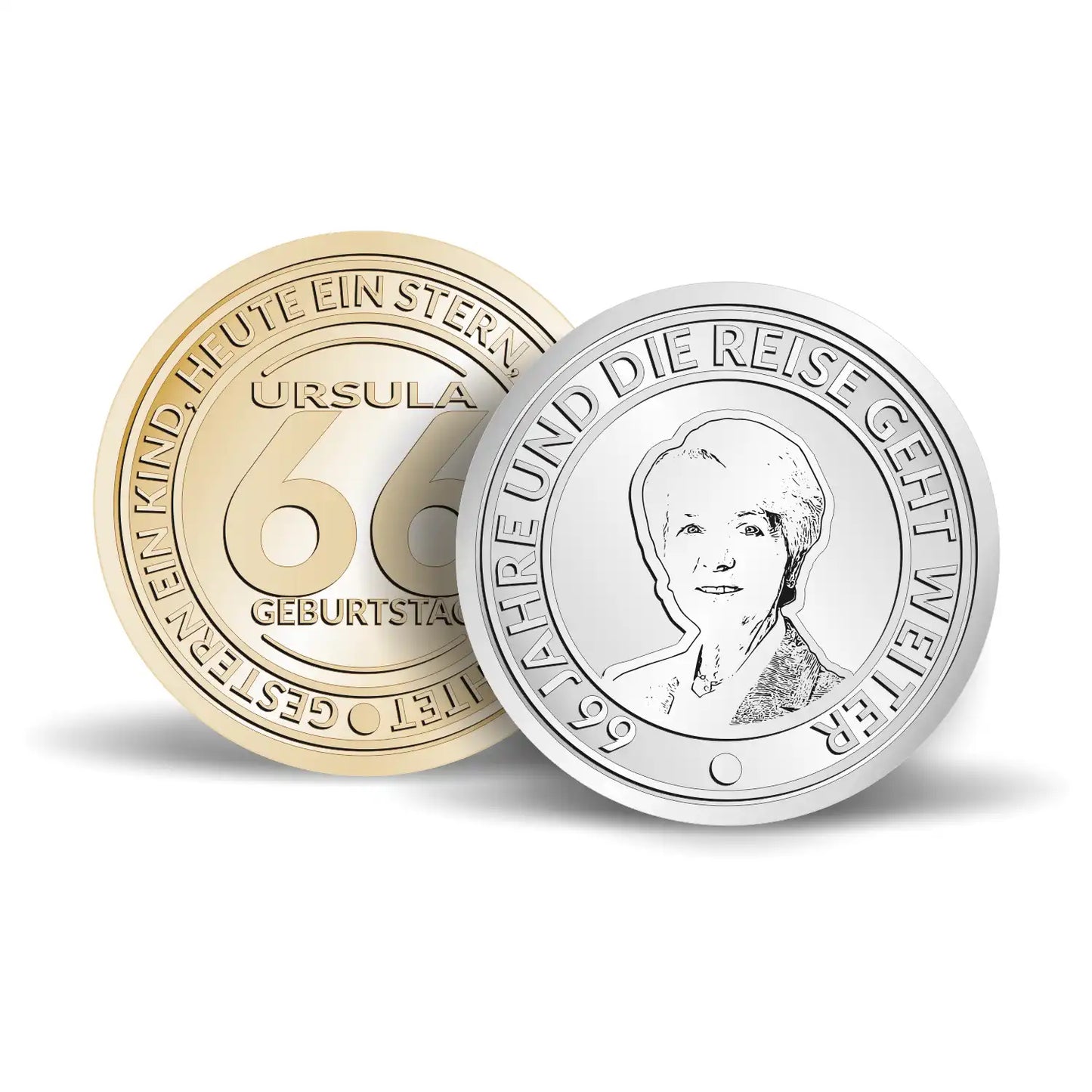 Einzigartige Geburtstagsmünze in Gold und Silber zum 66. Geburtstag, wunderbares Geburtstagsgeschenk.