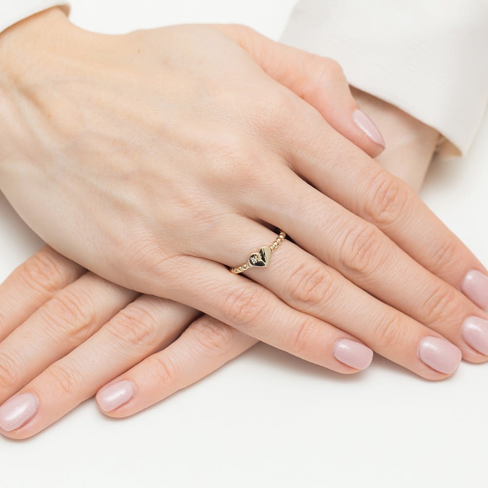 Bague de fiançailles, Or 585, Diamant 0,01ct - BC-037