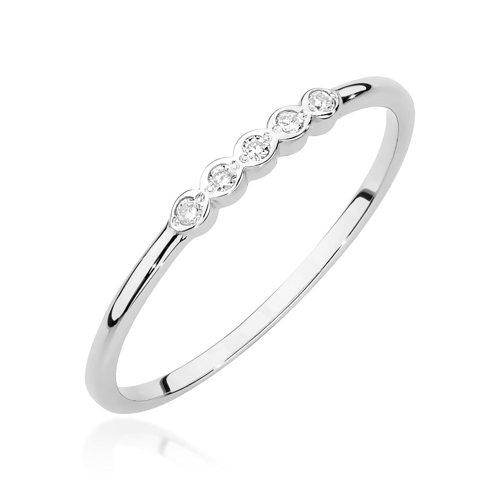 Ring aus Weißgold 585 mit 5 Diamanten, Vorderansicht