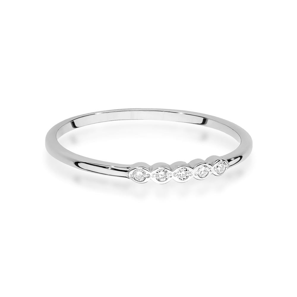 Ring aus Weißgold 585 mit 5 Diamanten, Seitenansicht