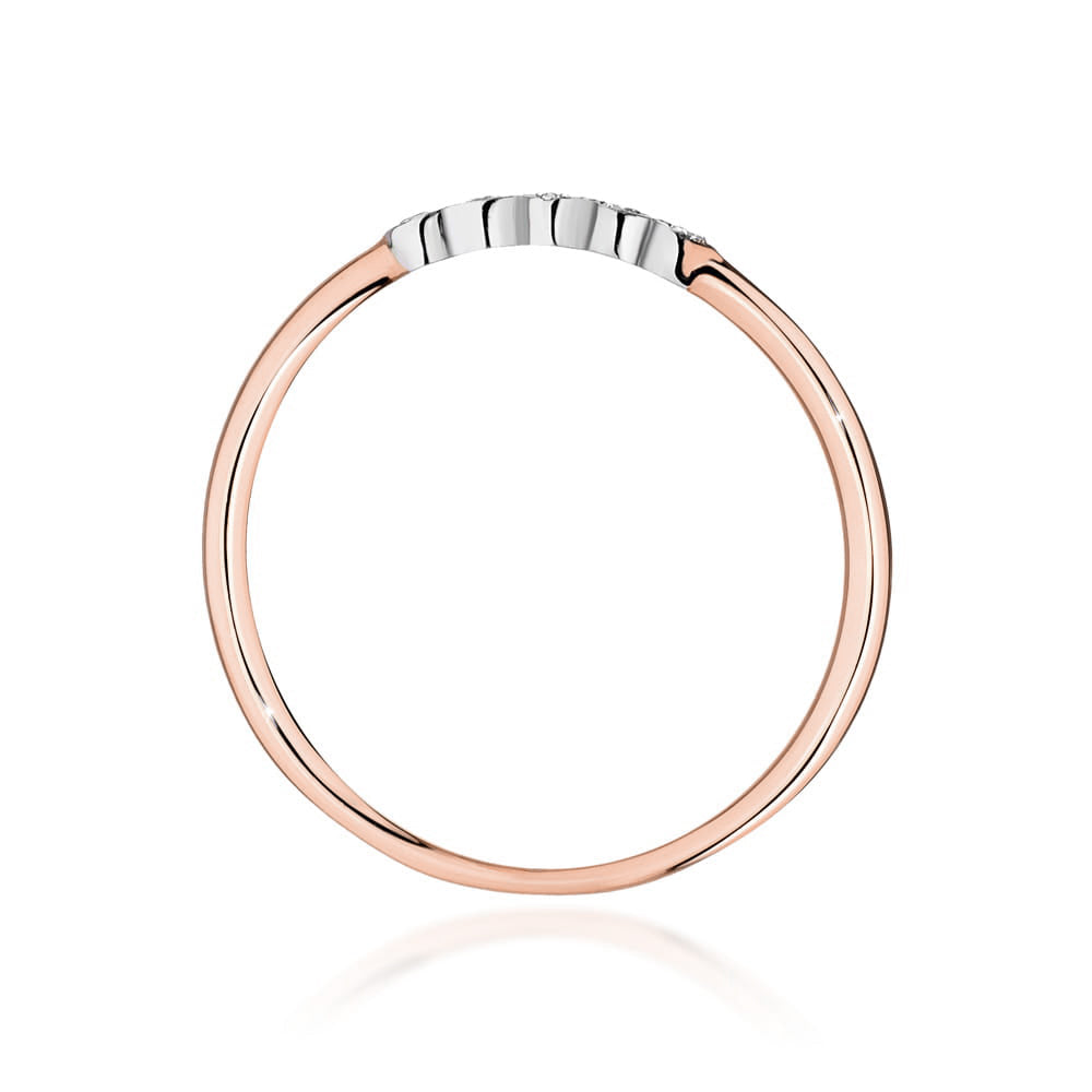Ring aus Roségold 585 mit 5 Diamanten, Vorderansicht