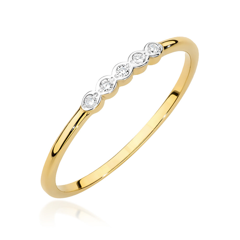 Ring aus Gelbgold 585 mit 5 Diamanten, Vorderansicht