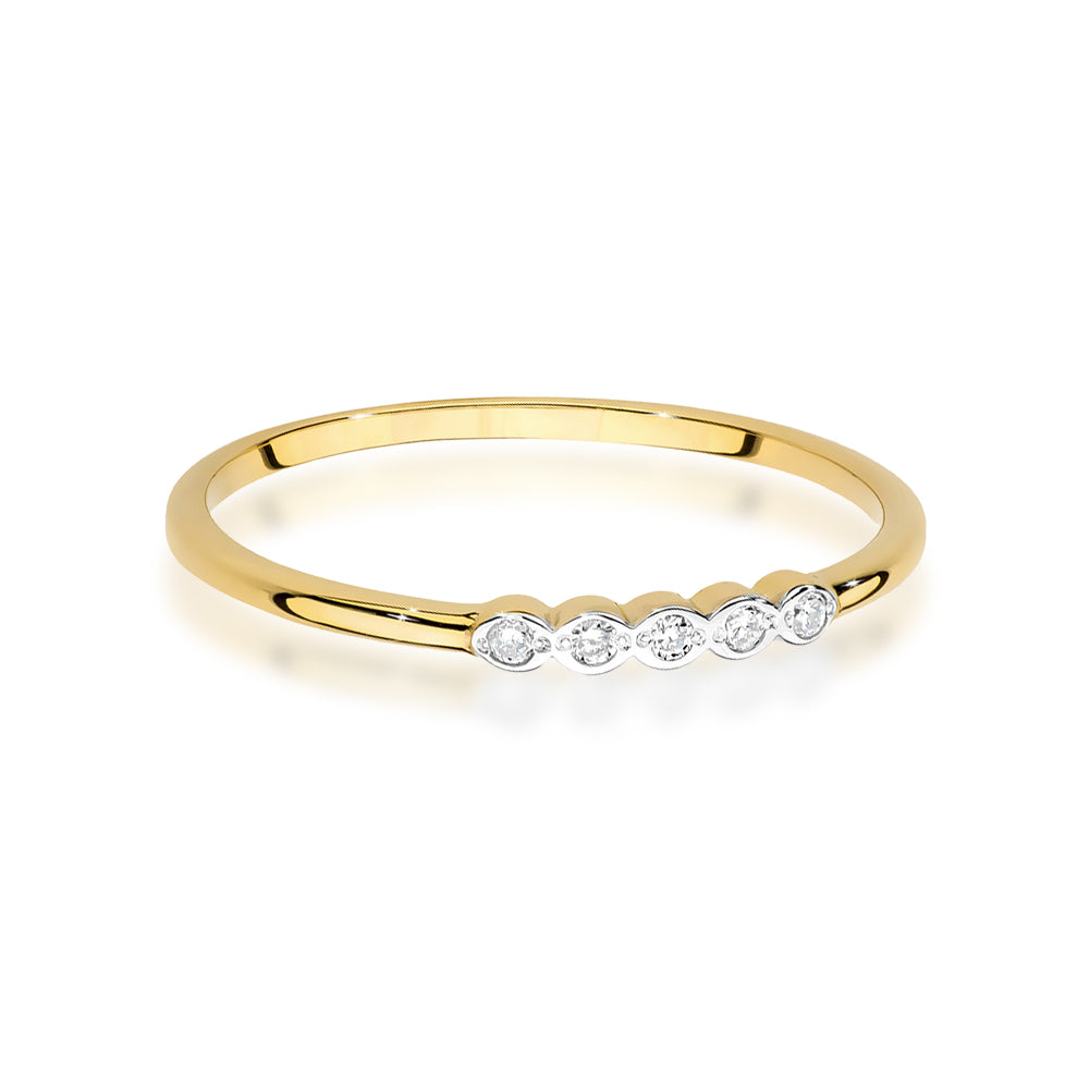 Ring aus Gelbgold 585 mit 5 Diamanten, Seitenansicht