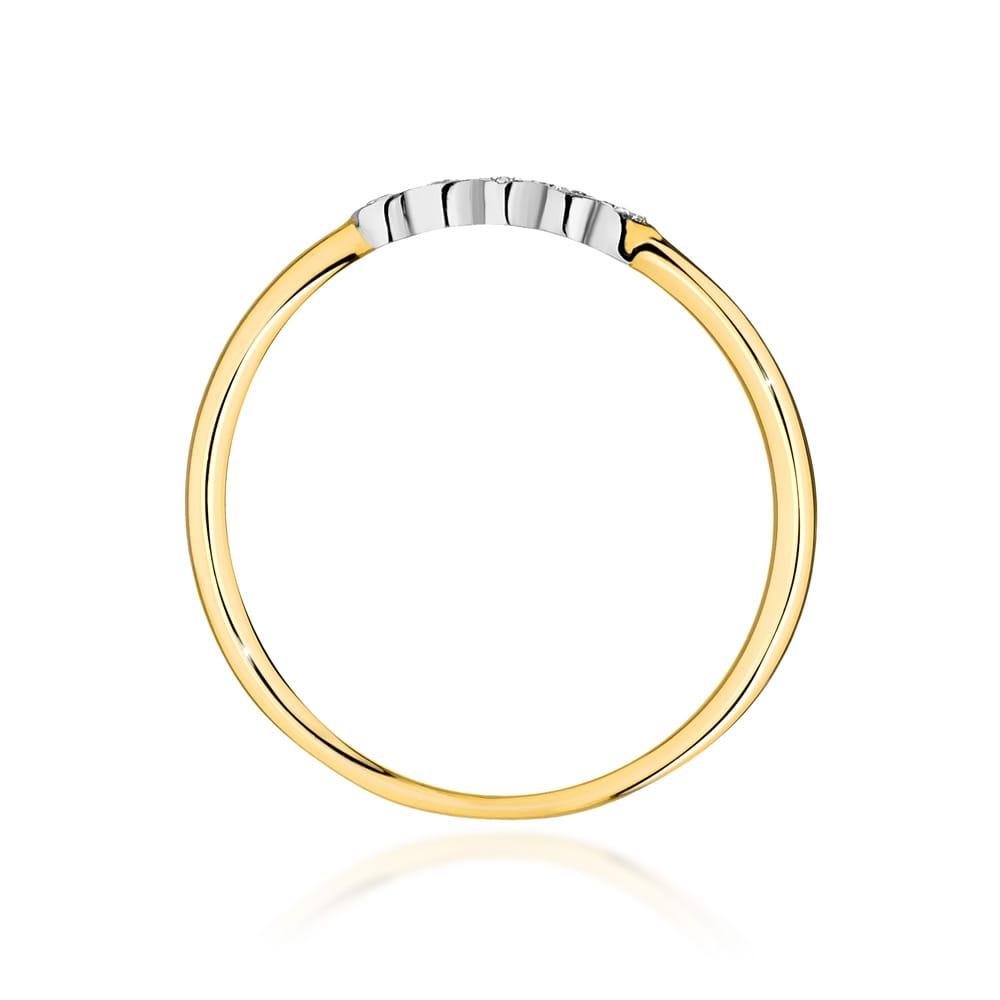 Ring aus Gelbgold 585 mit 5 Diamanten, Draufsicht