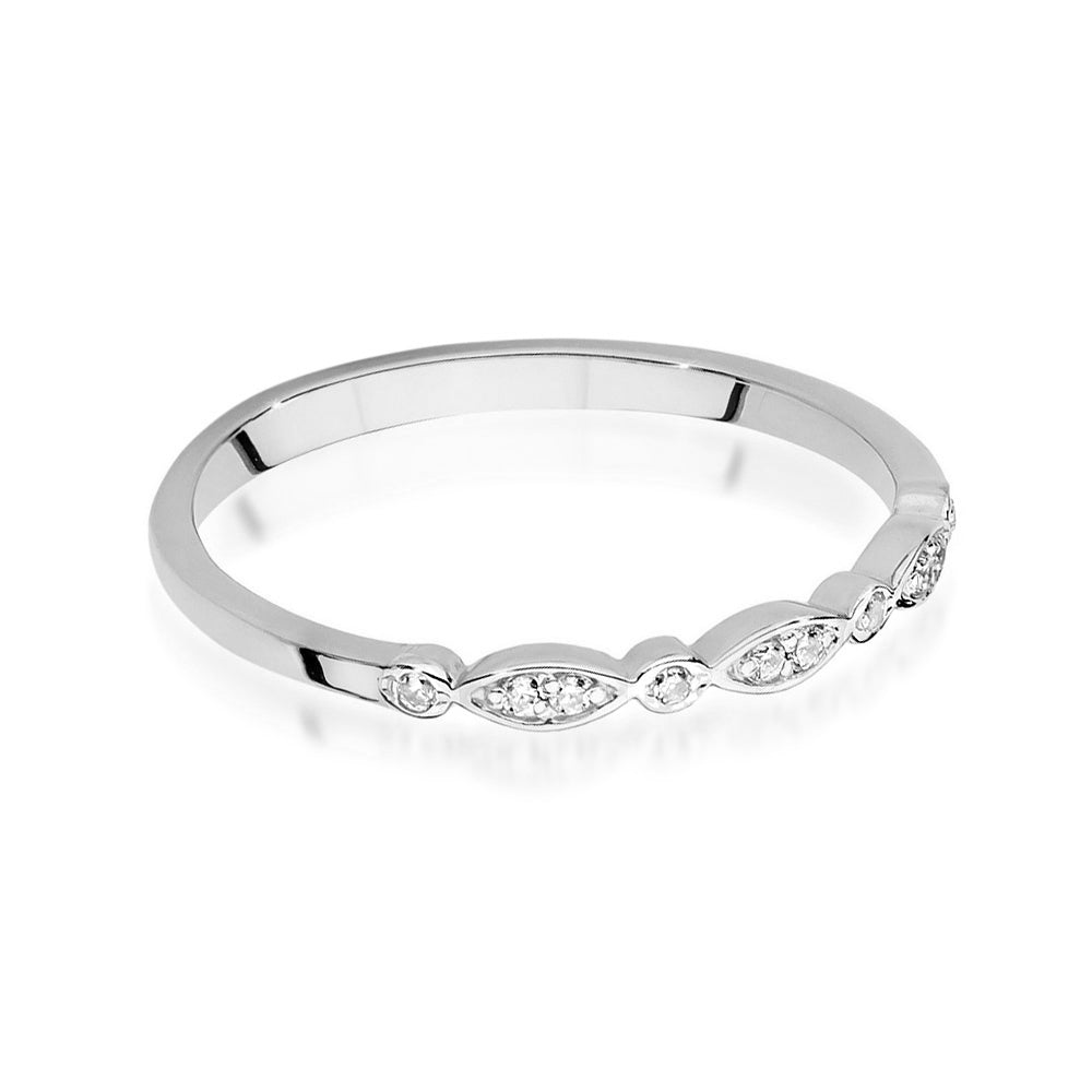 Weißgold-Verlobungsring mit 10 Diamanten in klassischem Design