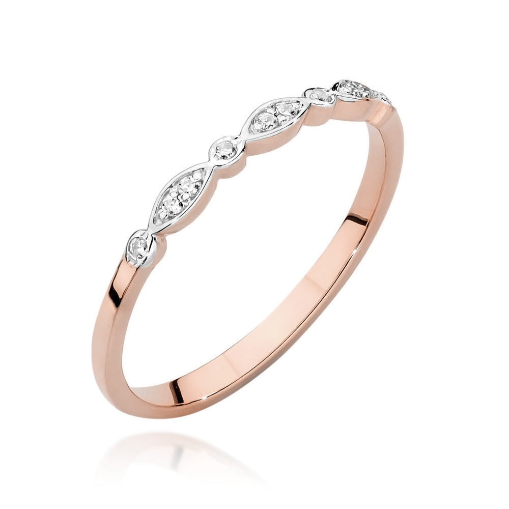 Feiner Verlobungsring in Roségold 585 mit 10 funkelnden Diamanten