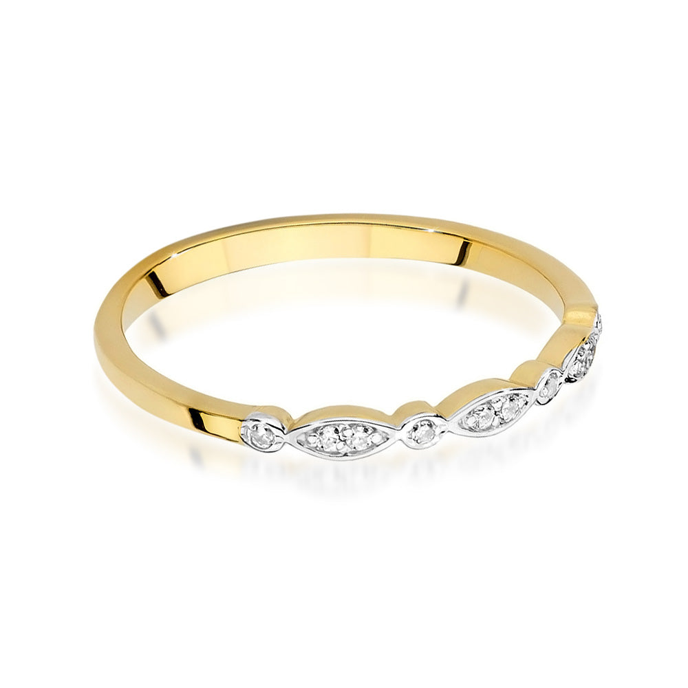 Gelbgold-Verlobungsring mit 10 Diamanten in stilvollem Design