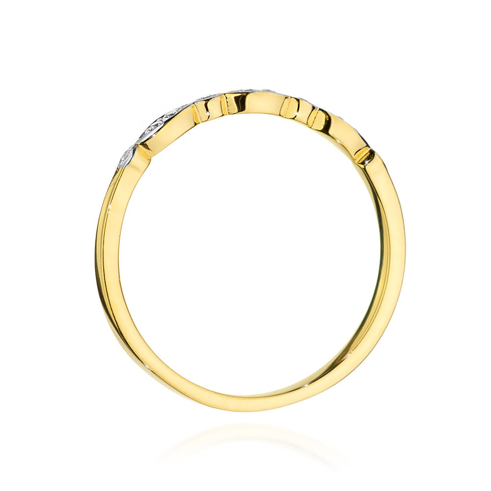 Eleganter Verlobungsring in Gelbgold 585 mit 10 Diamanten, Nahaufnahme