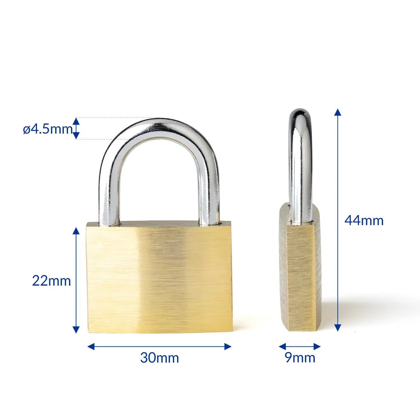 Vorhängeschloss aus Messing, funktional und robust, mit Abmessungen: 30mm Breite, 22mm Höhe, ideal für Gravuren.