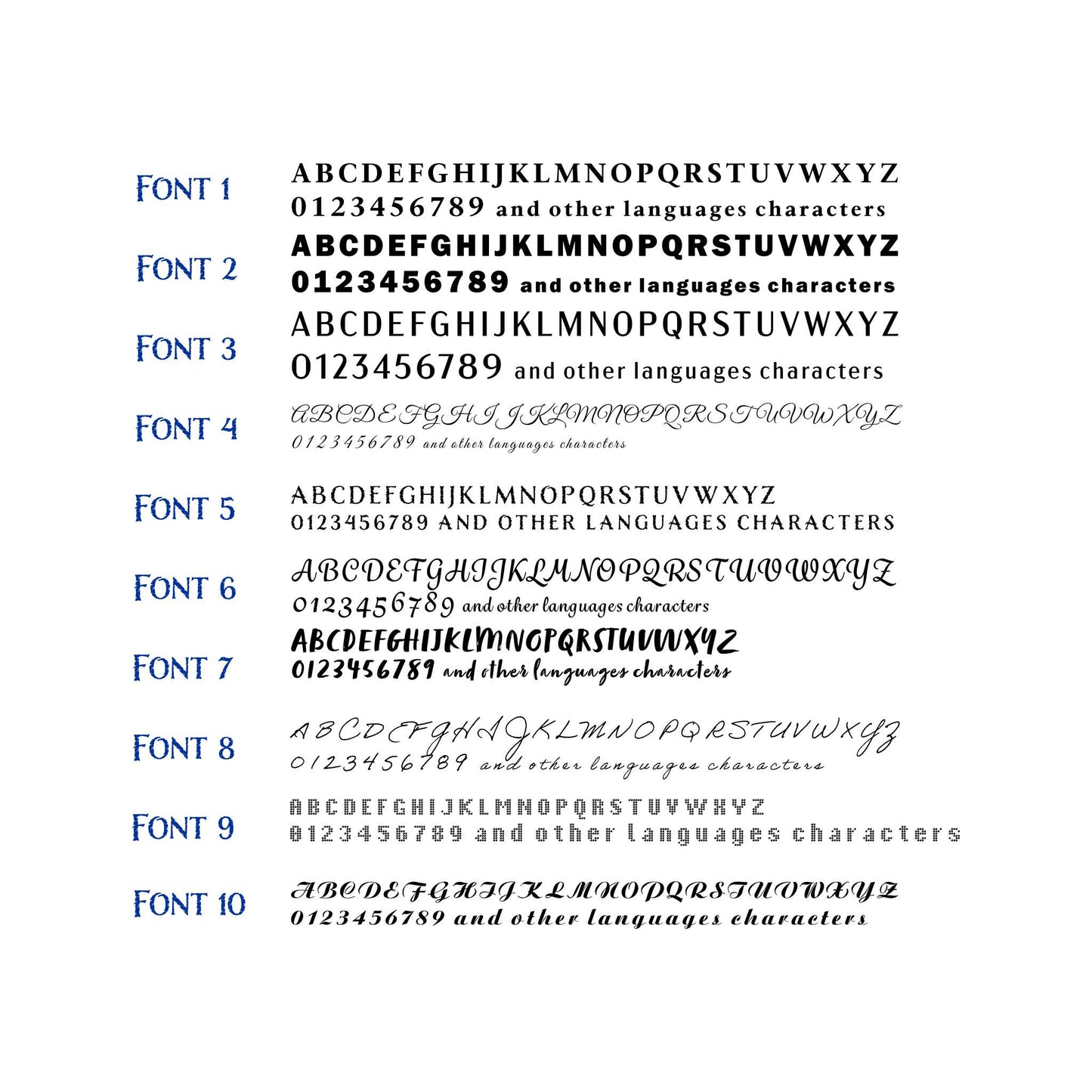 anhängern mit gravur Auswahl der Schriftarten