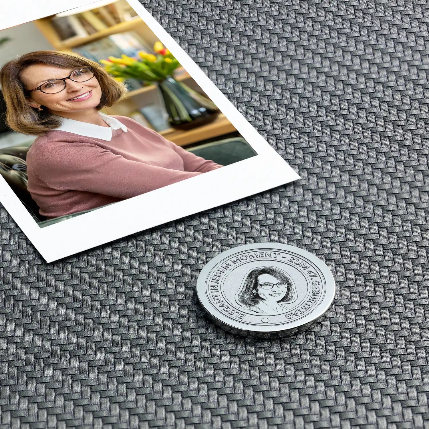 Originelles Geburtstagsgeschenk 47 - Personalisierte Münze mit Foto & Text