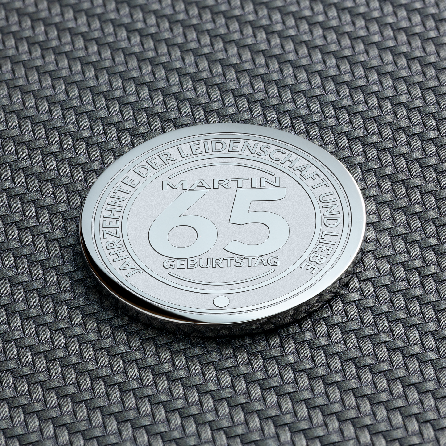 65. Geburtstag gefeiert mit einer personalisierten Erinnerungsmünze