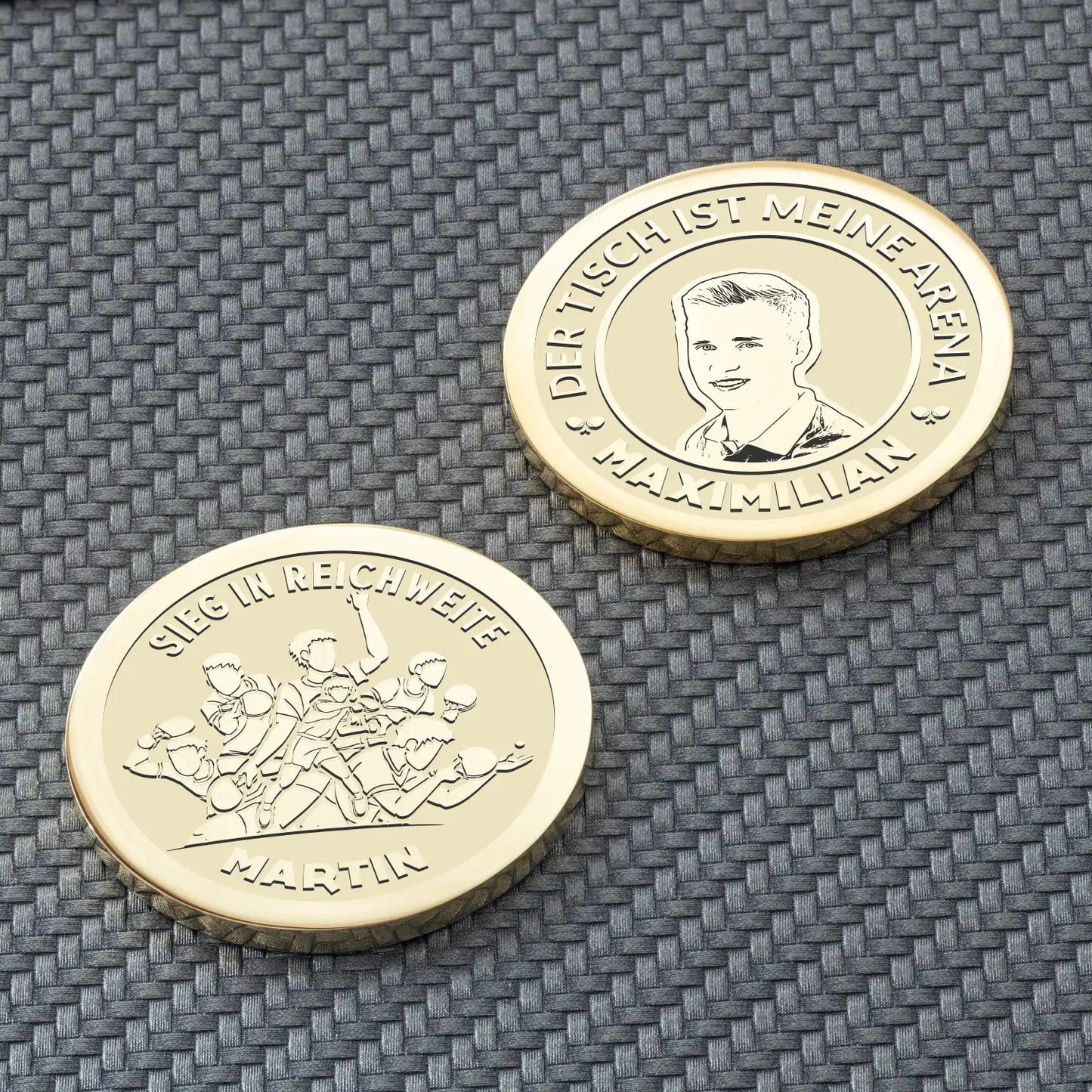 Entdecken Sie personalisierte Medaillen und Münzen für Tischtennisspieler
