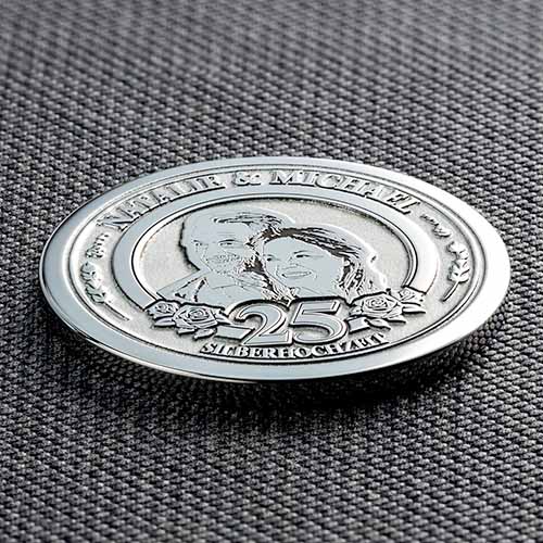 Personaliiserte Münze - Silberhochzeit Geschenk_-_Frontansicht