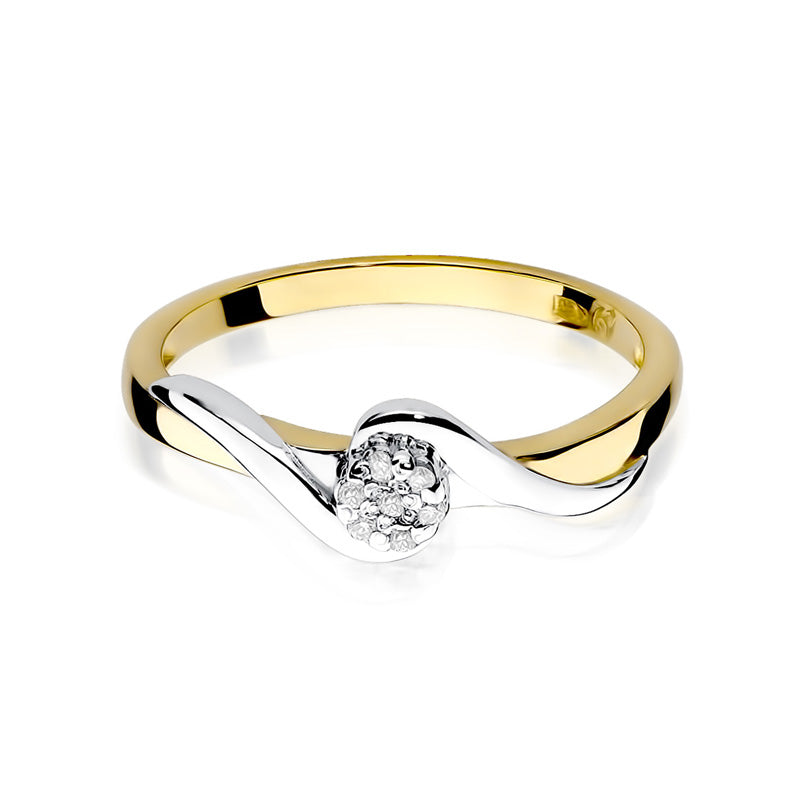 Der Verlobungsring aus Gold 585 ist mit sieben funkelnden Diamanten besetzt. Die geschwungene Form des Rings verleiht ihm eine moderne und elegante Ausstrahlung.