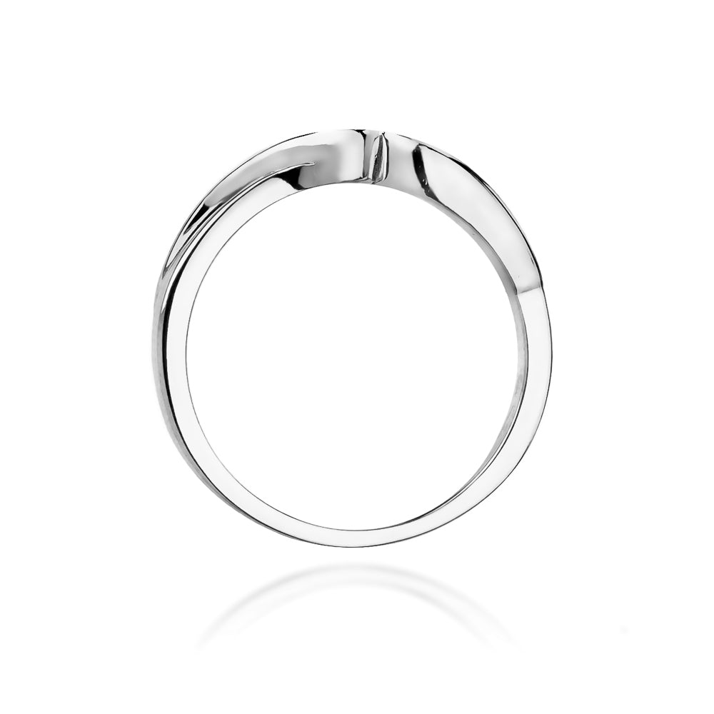 Verlobungsring aus 585er Weißgold mit einem Diamanten, Ansicht von oben.