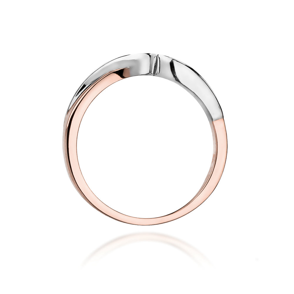 Verlobungsring aus 585er Roségold mit einem Diamanten, Ansicht von oben.