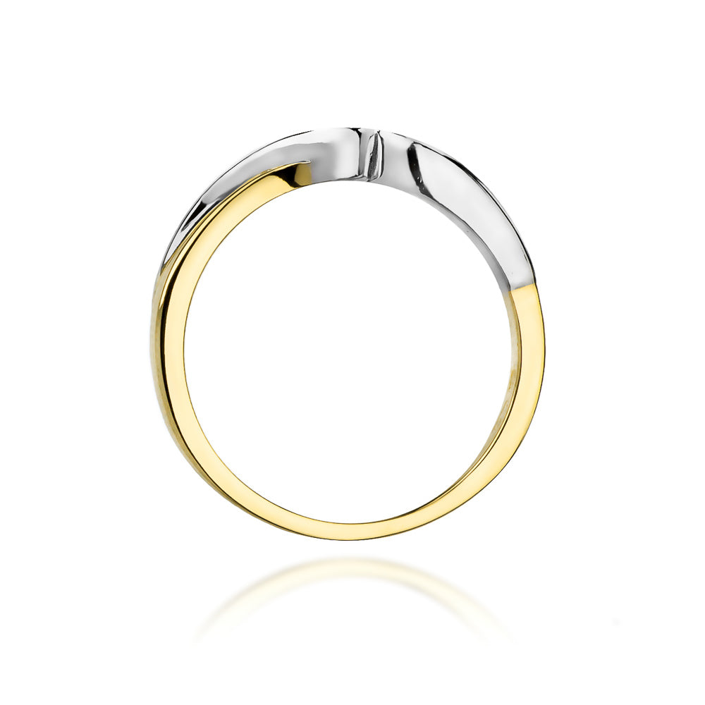Verlobungsring aus 585er Gold mit einem Diamanten, Ansicht von oben.