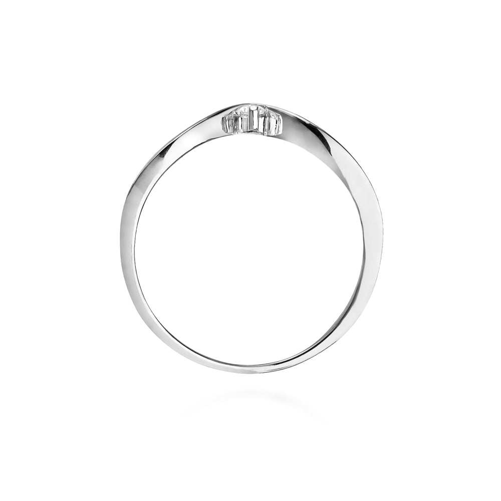 Eleganter Verlobungsring aus weißem Gold 585 mit einem runden Diamanten von 0,04 ct.