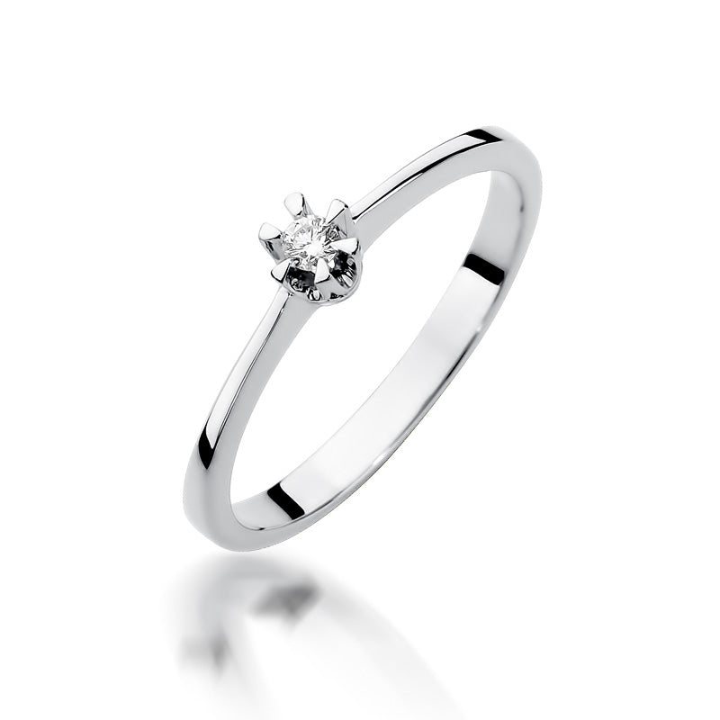 Verlobungsring aus Weißgold 585 mit Diamant 0,04ct, Frontansicht - W-111