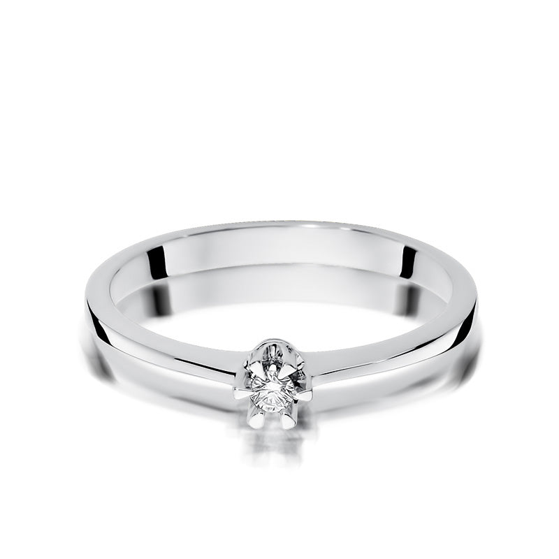 Verlobungsring aus Weißgold 585 mit Diamant 0,04ct, Detailansicht des Diamanten - W-111