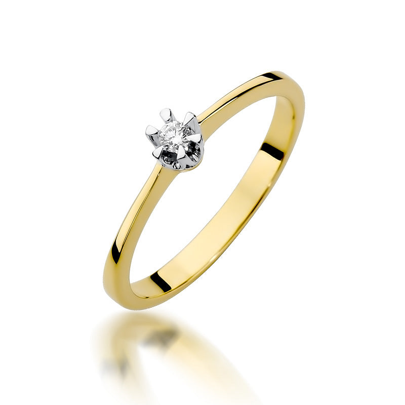 Verlobungsring aus Gelbgold 585 mit Diamant 0,04ct, Frontansicht - W-111