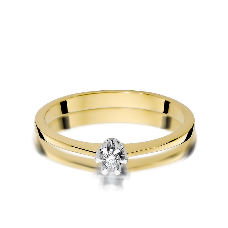 Verlobungsring aus Gelbgold 585 mit Diamant 0,04ct, Seitenansicht - W-111
