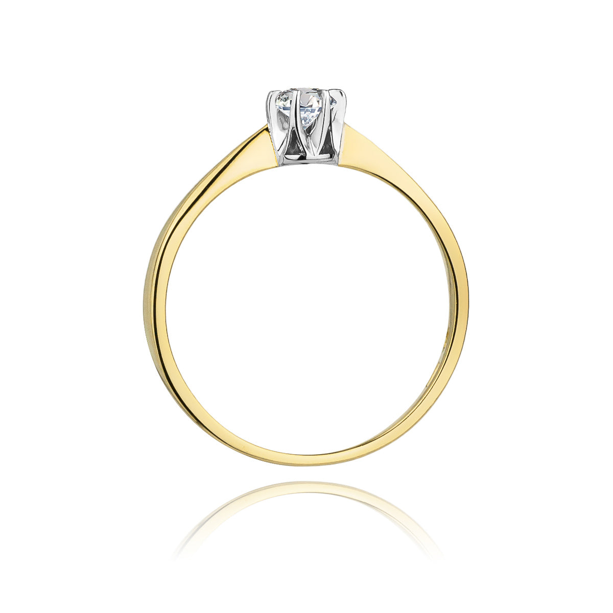 Verlobungsring aus Gelbgold 585 mit Diamant 0,04ct, Detailansicht des Diamanten - W-111
