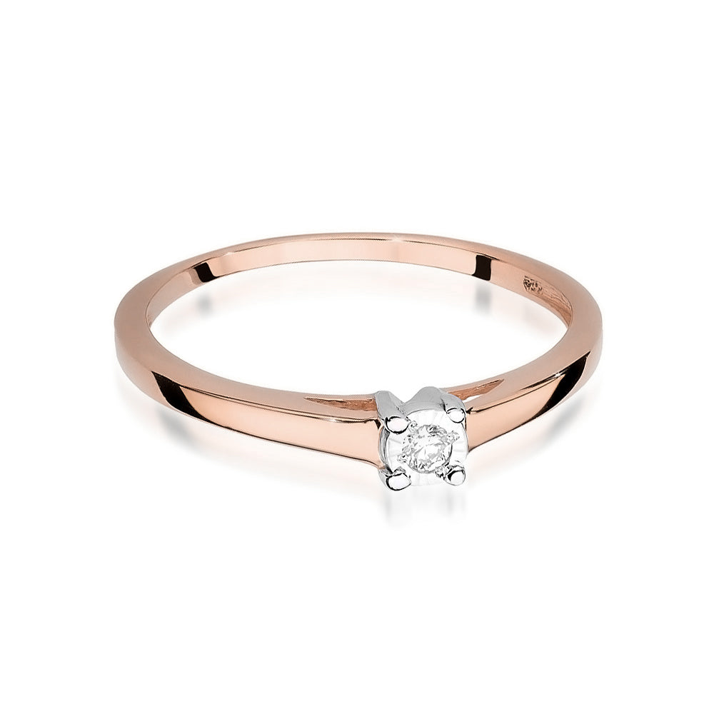 Anello di Fidanzamento, Oro 585, 0.03ct Diamante - W-471