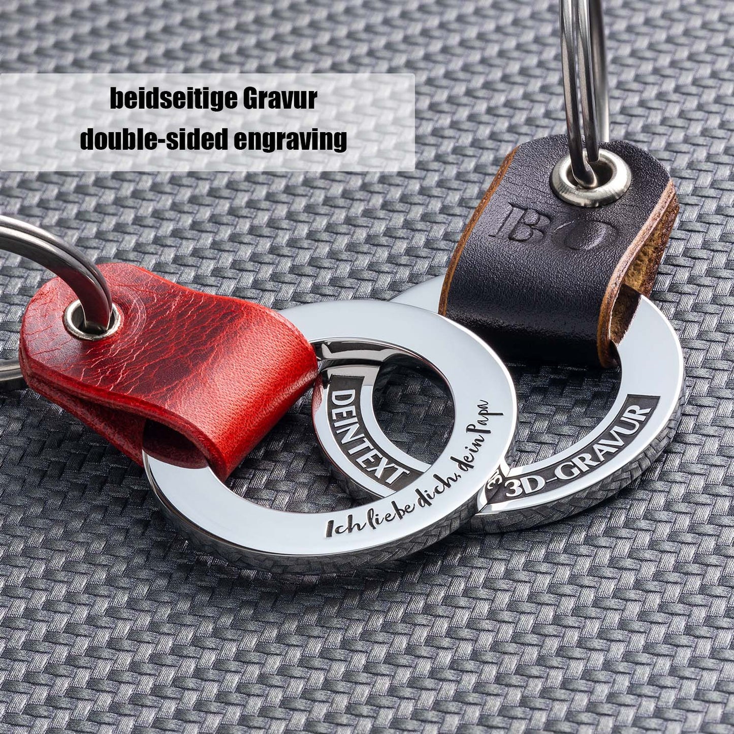 Personalised Keyring Zodiac Leo with 3D Engraving and Leather