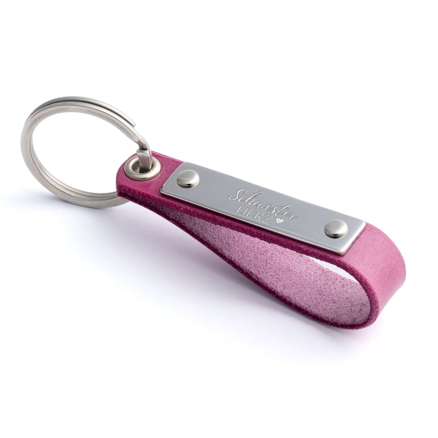 Einzigartige Schlüsselanhänger für Schwester - rosa leder