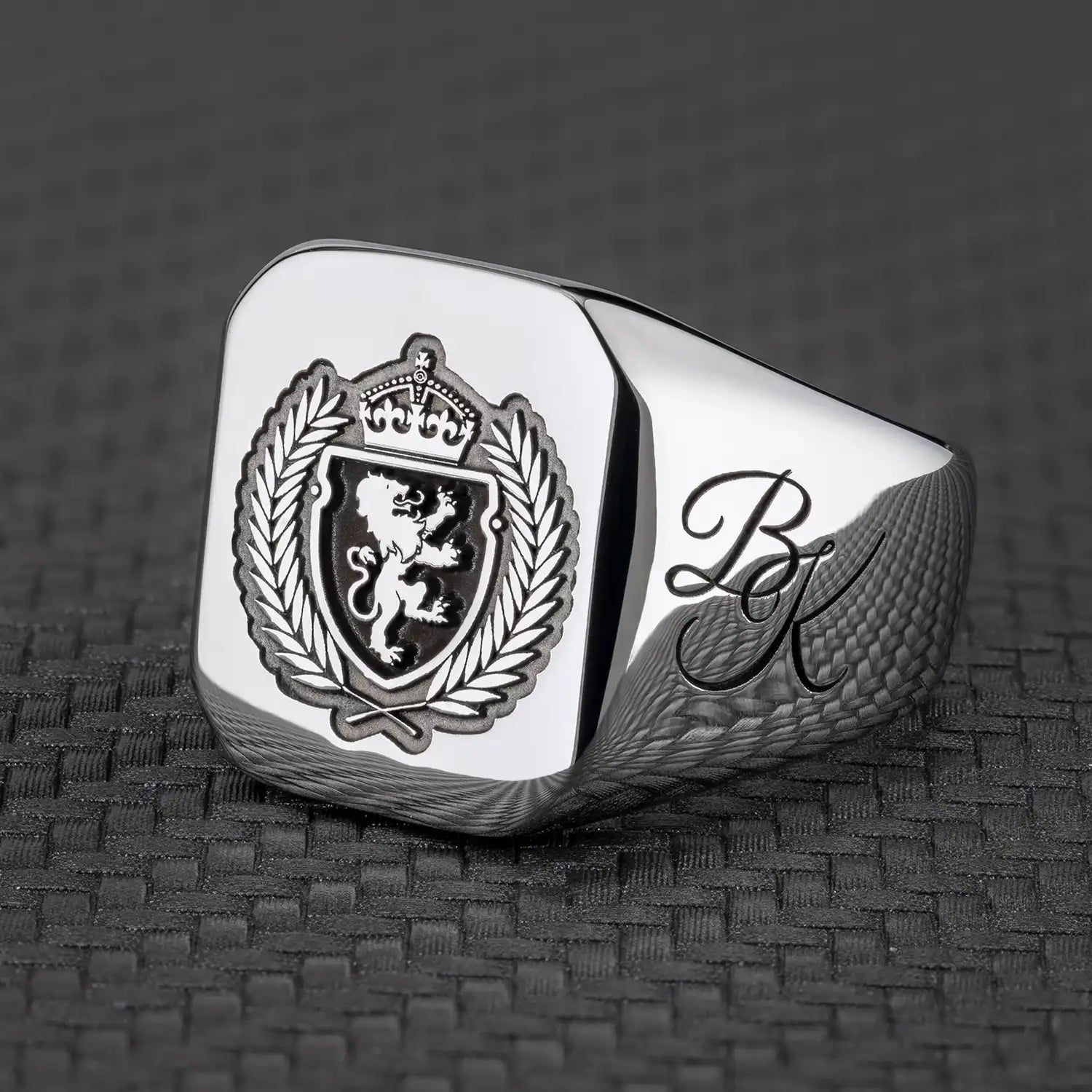 Anello con sigillo quadrato in argento Sterling per uomo e Anello con sigillo quadrato in argento Sterling per uomo e