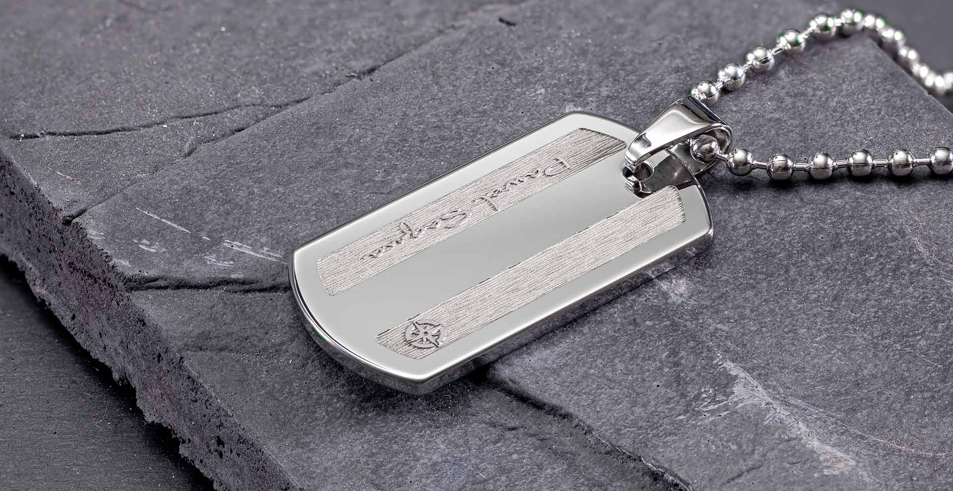 Wolfram dog tag mit gravur banner