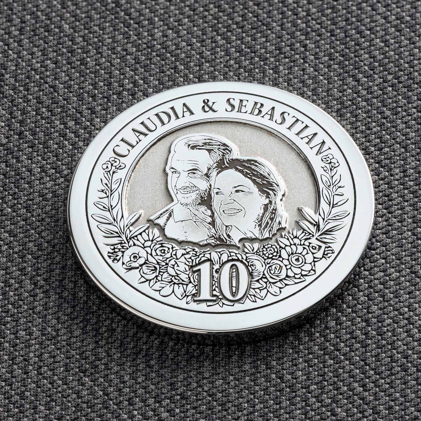 10 jahre beziehung geschenk - Personalisierte Münze - Vorderansicht