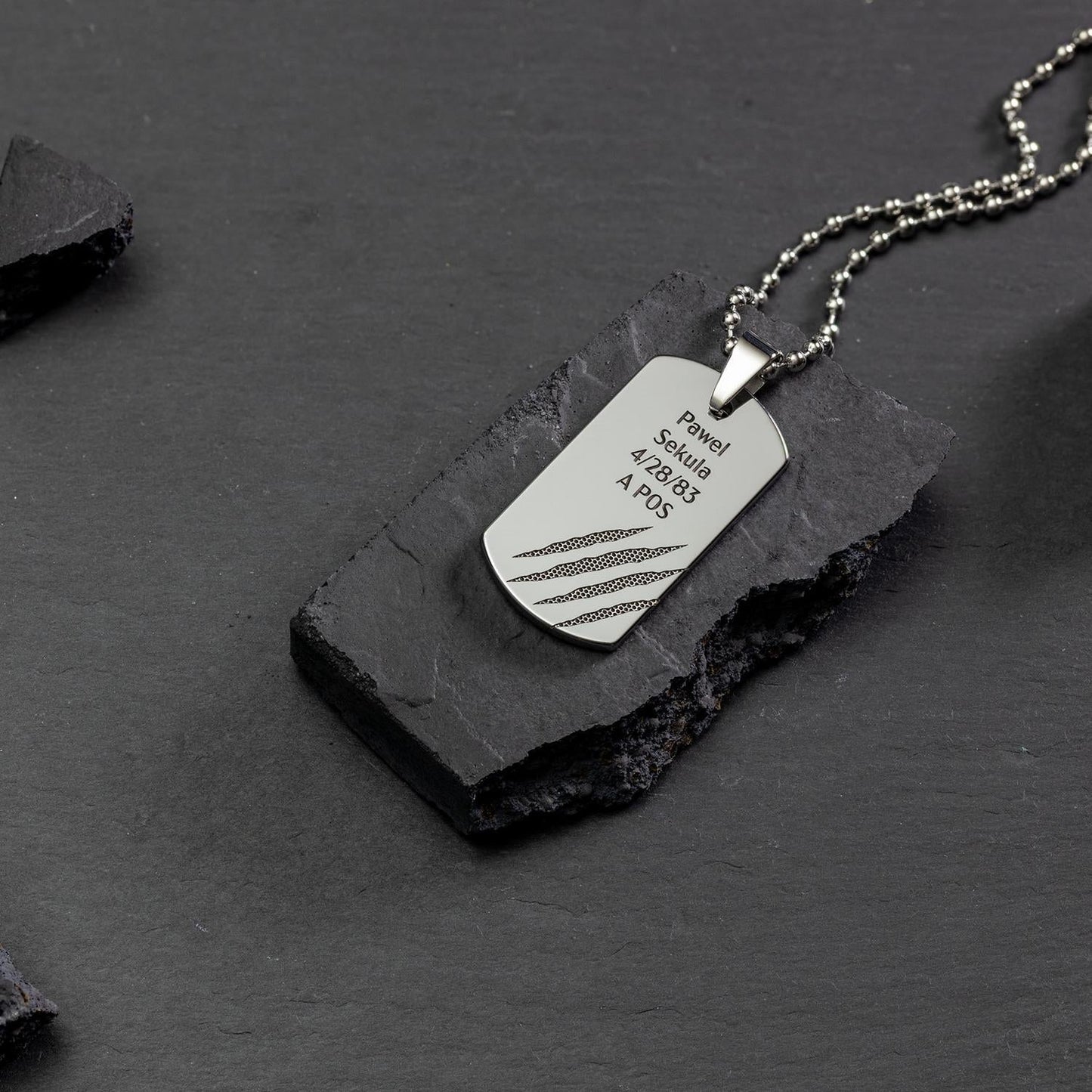 Beast Scratch Unique 3D Custom Luxury Necklace. Personalized Tungsten Dog Tag for men - seQua.Shop