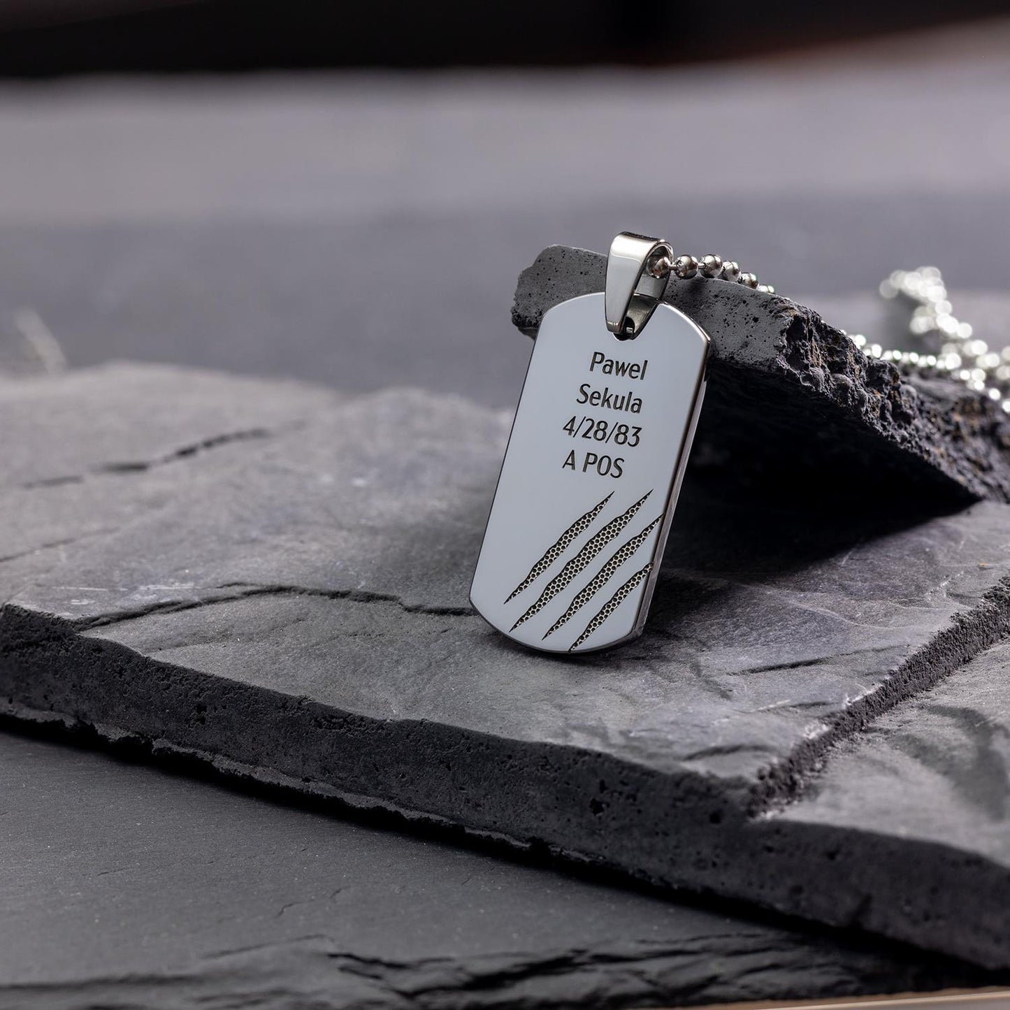 Beast Scratch Unique 3D Custom Luxury Necklace. Personalized Tungsten Dog Tag for men - seQua.Shop