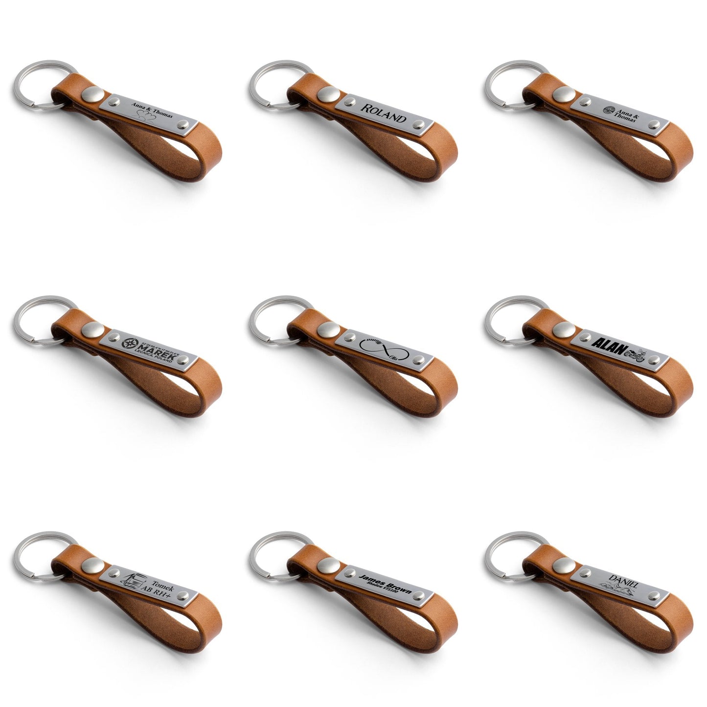 Cognac Leather Keyring - Customise Your Style! - seQua.Shop