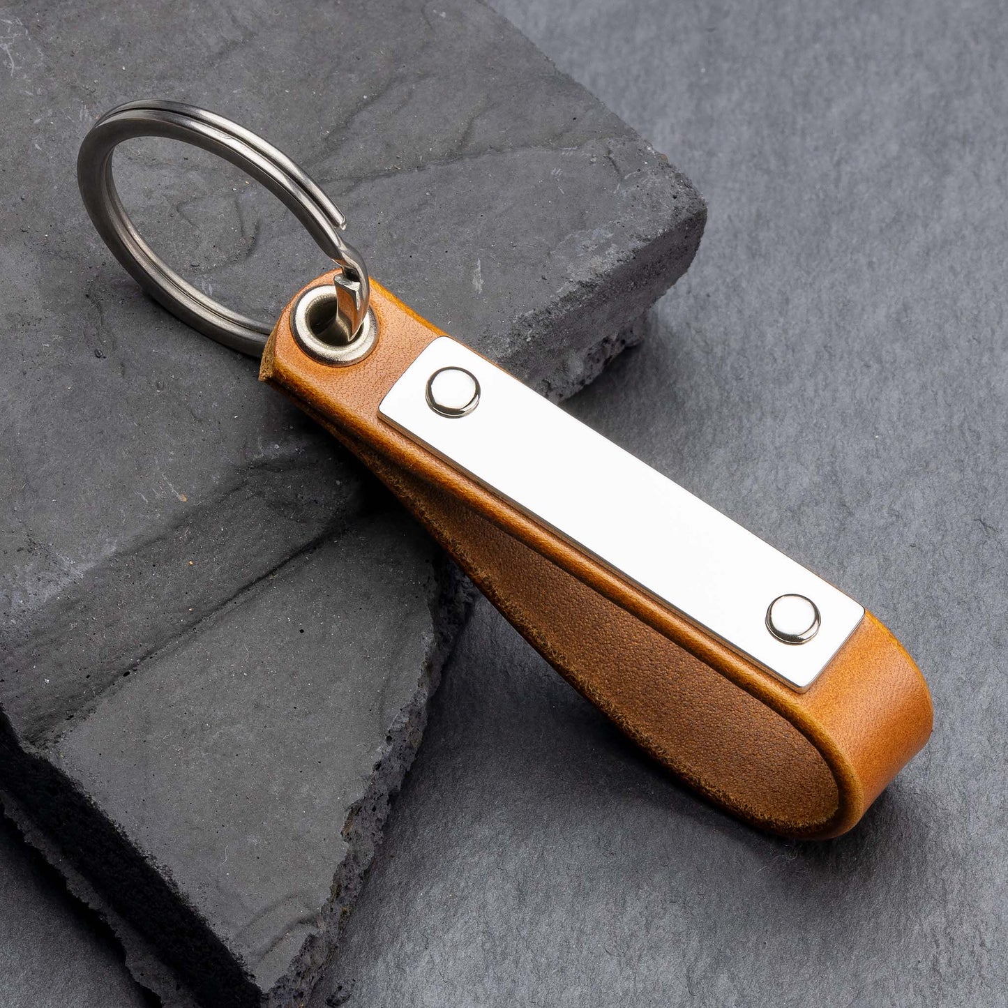 Cognac Leather Keyring - Personalised Perfection at seQua.Shop - seQua.Shop