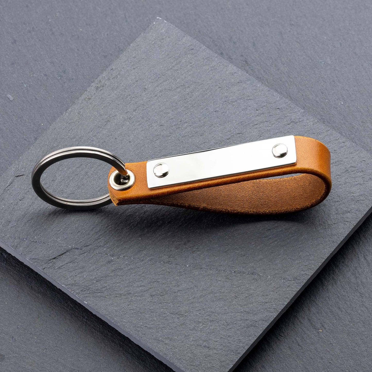 Cognac Leather Keyring - Personalised Perfection at seQua.Shop - seQua.Shop