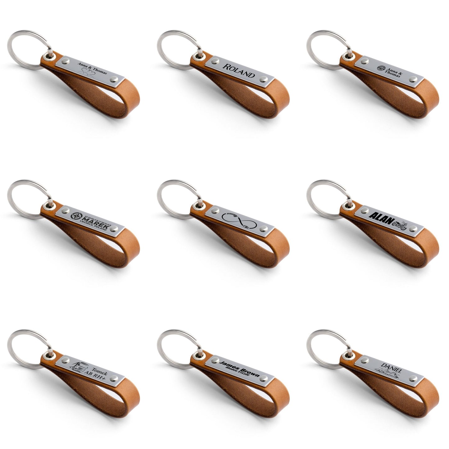 Cognac Leather Keyring - Personalised Perfection at seQua.Shop - seQua.Shop