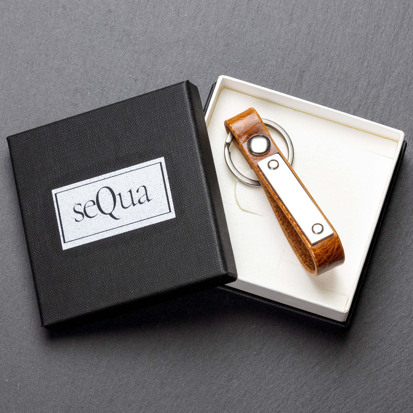 Custom Badalassi Carlo Cognac Leather Keyring - seQua.Shop