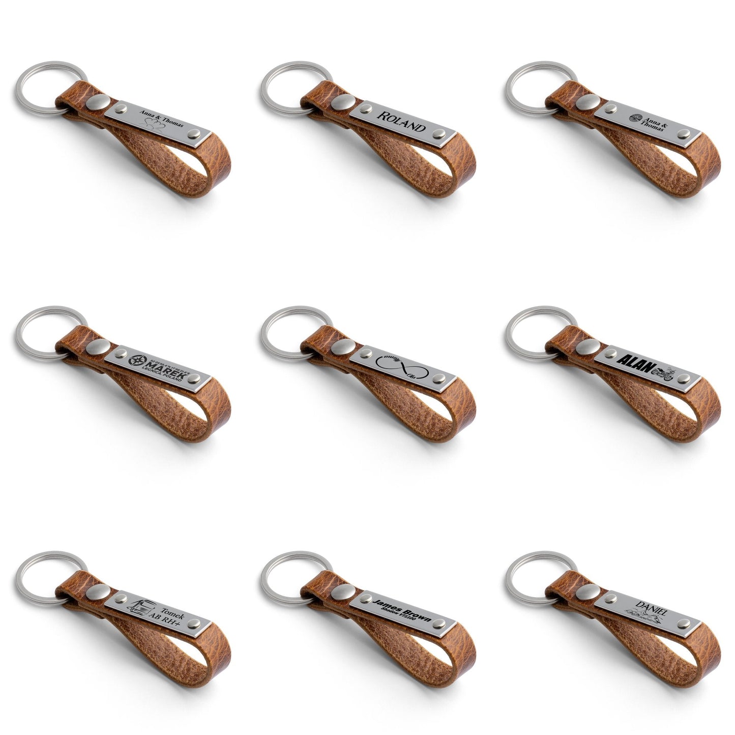 Custom Badalassi Carlo Cognac Leather Keyring - seQua.Shop