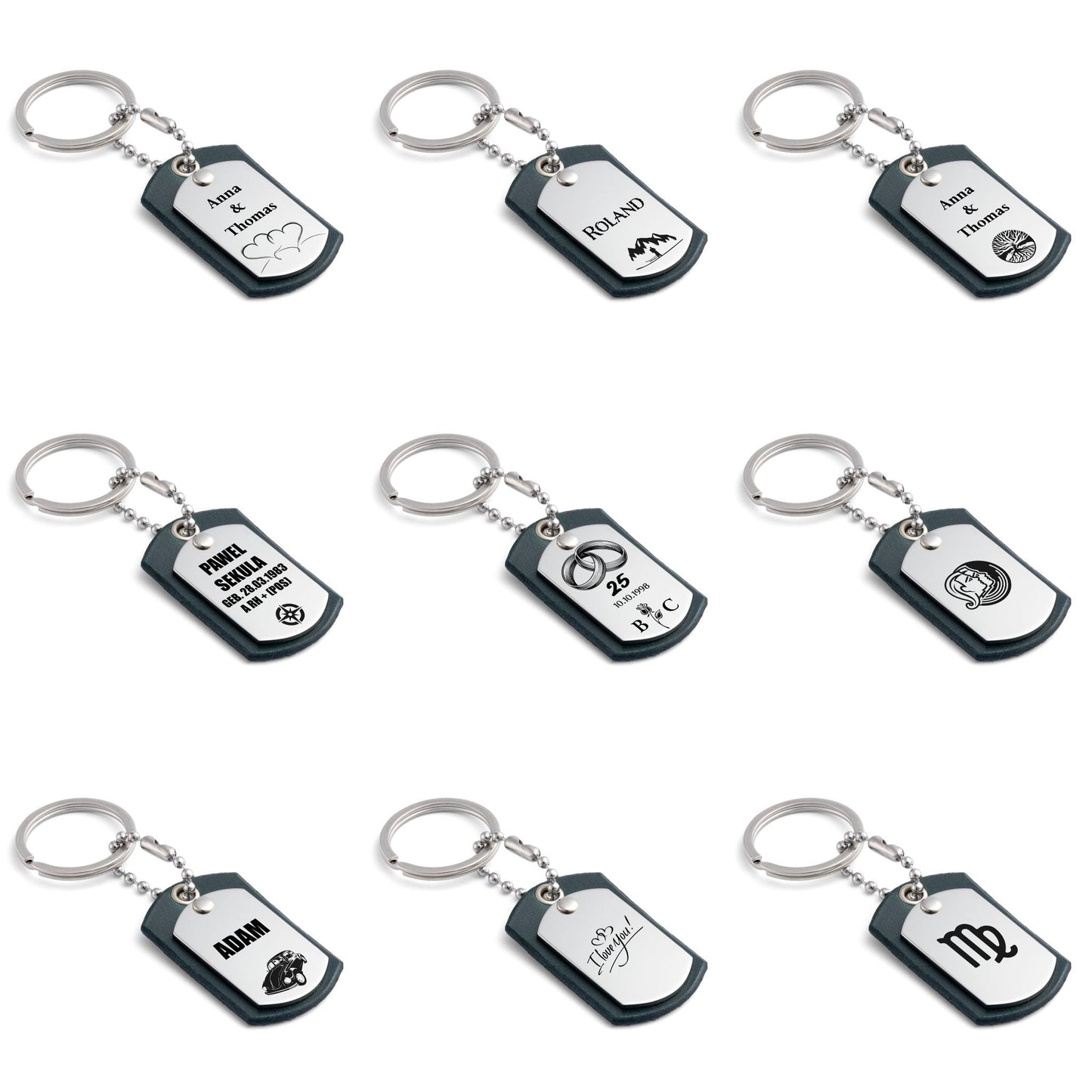 Custom Keyring in Forest Green Leather - Tailored to You - seQua.Shop