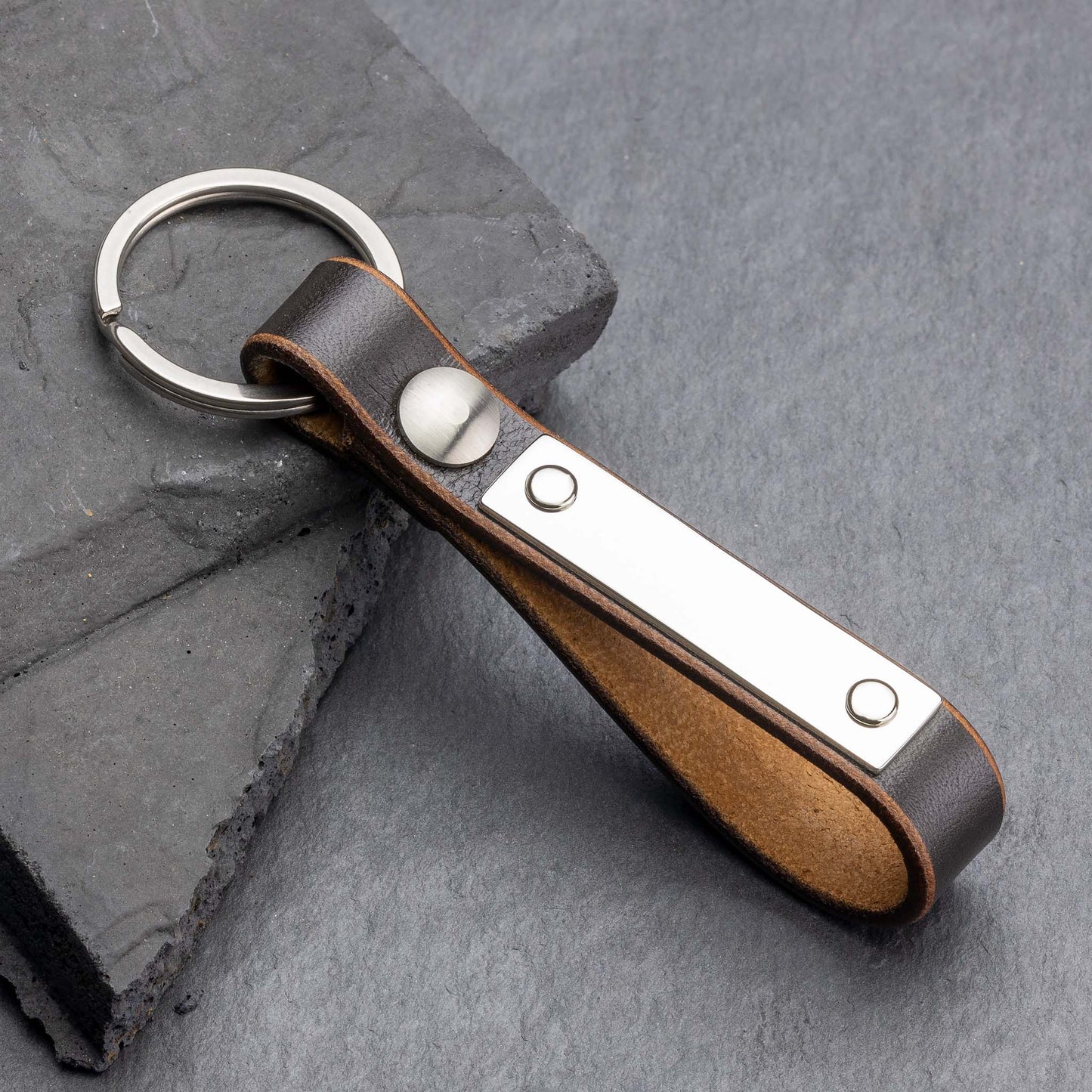 Dunkelbrauner Leder Schlüsselanhänger