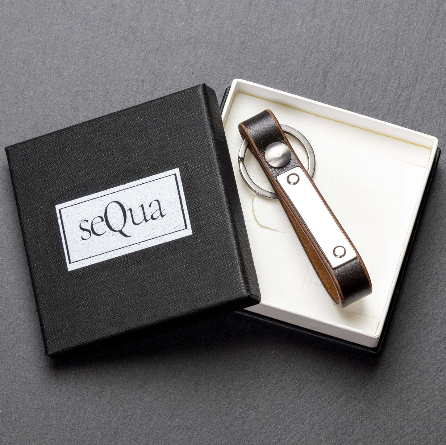 Dark Brown Leather Keyring - Customise Your Perfect Accessory! - seQua.Shop