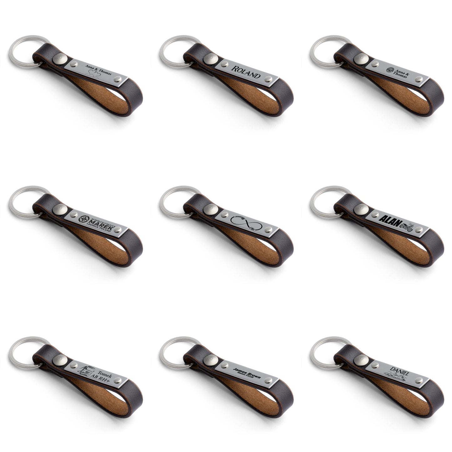 Dark Brown Leather Keyring: Customised Perfection - seQua.Shop